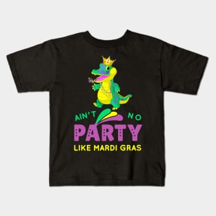 Mardi Gras party king gator Kids T-Shirt